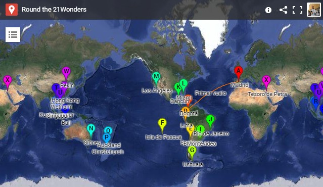 Mapa de la vuelta al mundo RT21W