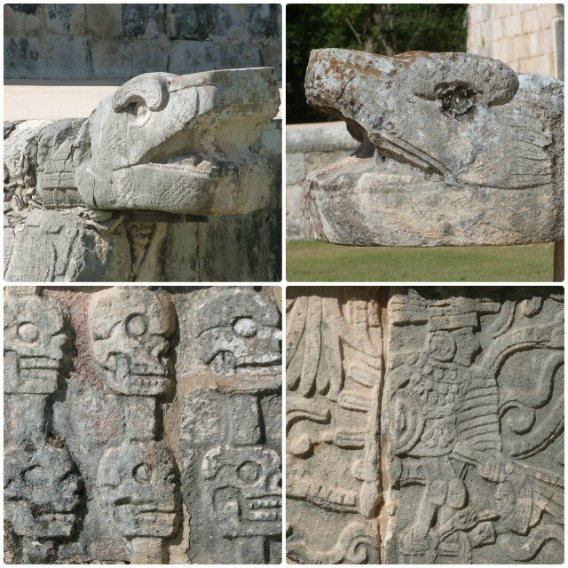 Detalles de templos en Chichén Itzá