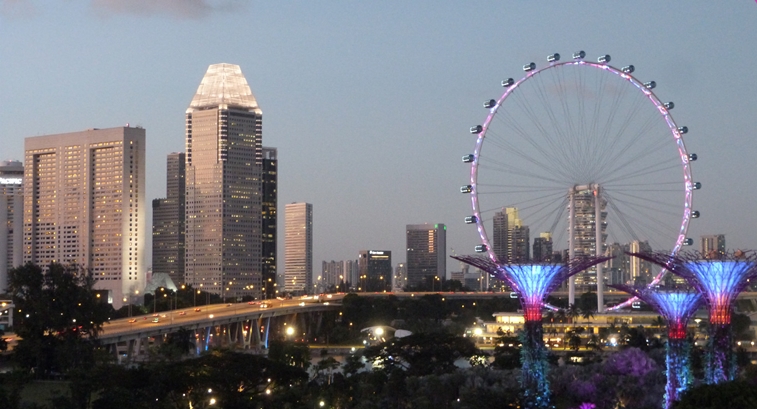 El Skyline de Marina bay desde los jardines