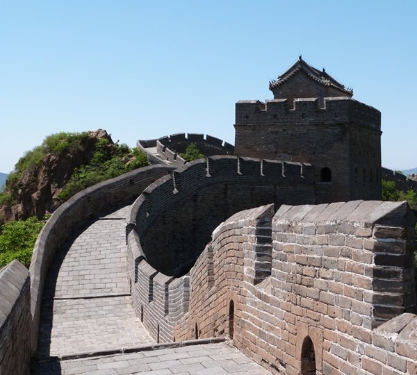 Primer plano de la Gran Muralla en Jinshanling