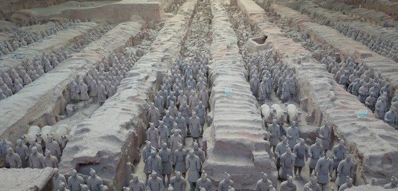 Panoramica de ejército de Terracota en Xian