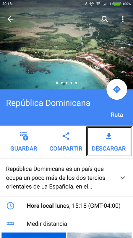 Descarga zona sin conexión - Google Maps