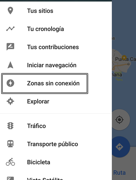 Zonas sin conexión - Google Maps