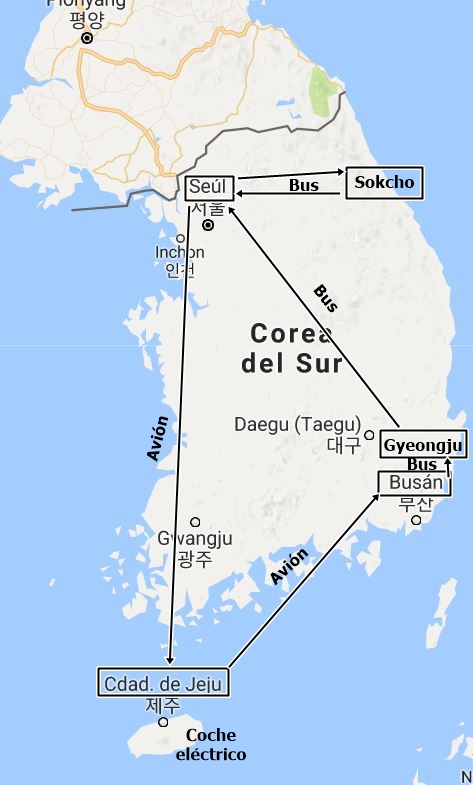 Mapa de Corea del Sur